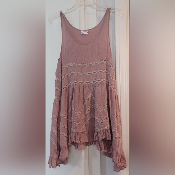 Intimately Free People XS Dusty Purple Voile Lace Polka Dot Trapeze Slip Dress - Picture 2 of 11